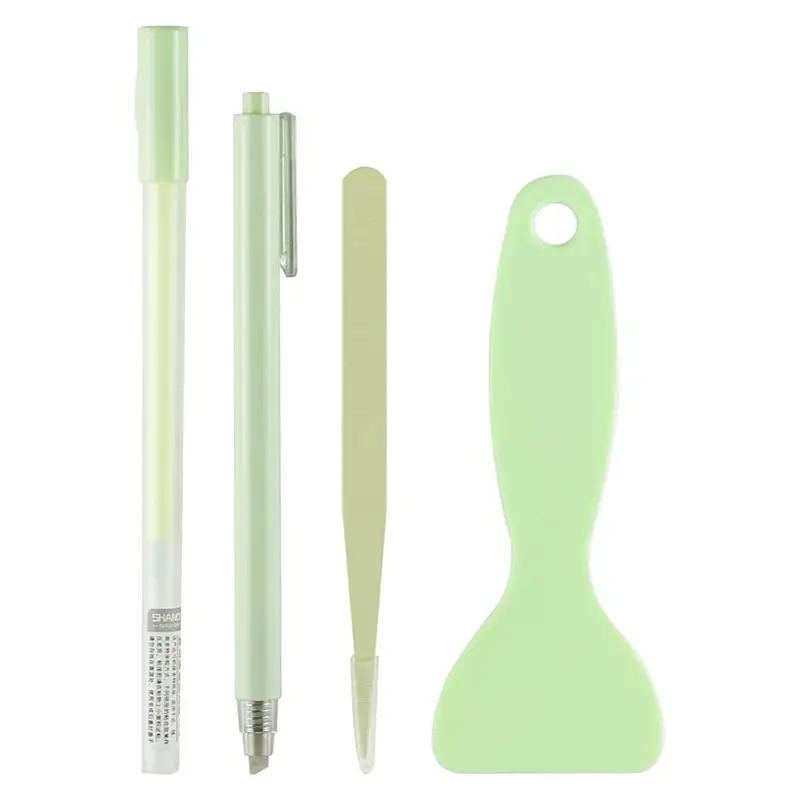 

-Нов, набор инструментов для скрапбукинга из 4 предметов с наклейками, пинцетом, клеевой ручкой, лопаткой и резаком для рукоделия