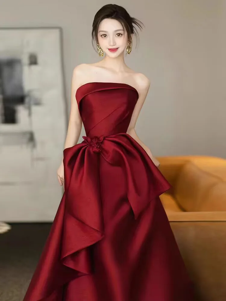 

Red Bridal Gown 2025 New Sle Korean Version Mid-Waist Slim-Fit Long Dr for Engagement Parties Weddings And Other Events