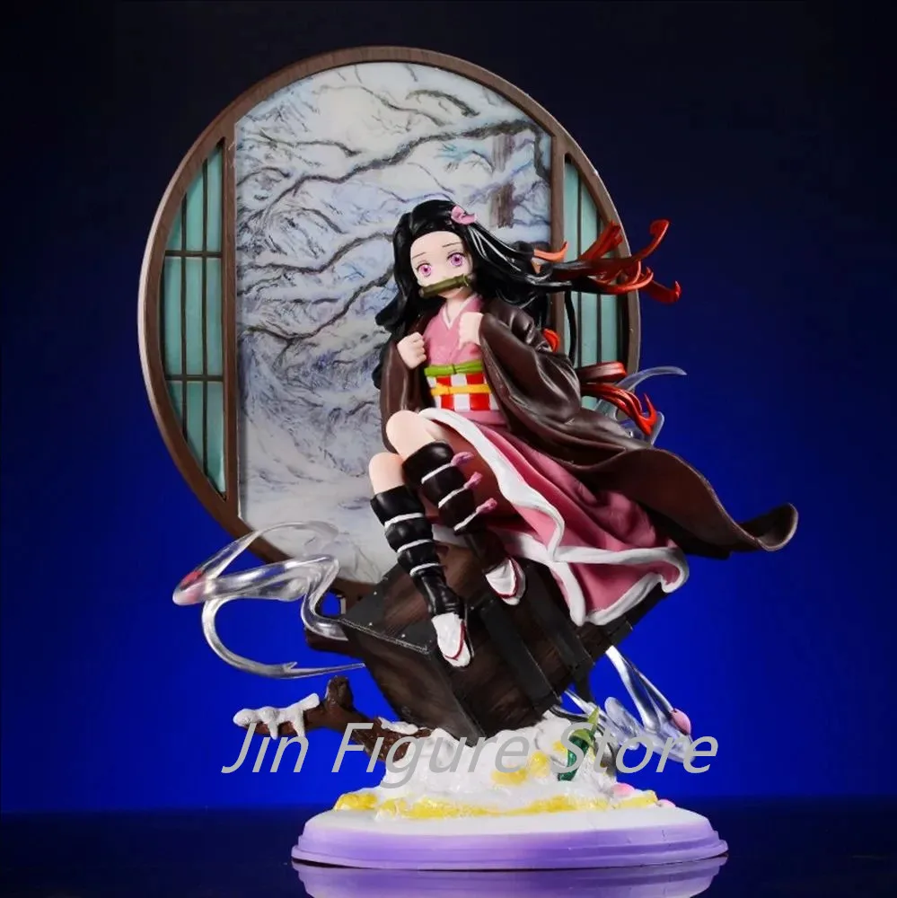 Anime Demon Slayer Kamado Nezuko statua 28cm ekran pcv dekoracja figurka pełnej długości ozdoby zabawkowy model prezent