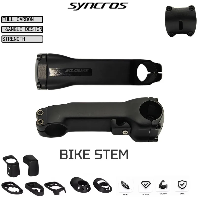 attacco-manubrio-syncros-sl7-in-fibra-di-carbonio-con-cavo-interno-6-°-finitura-opaca-con-rondella-dimensioni-opzionali-70-130mm