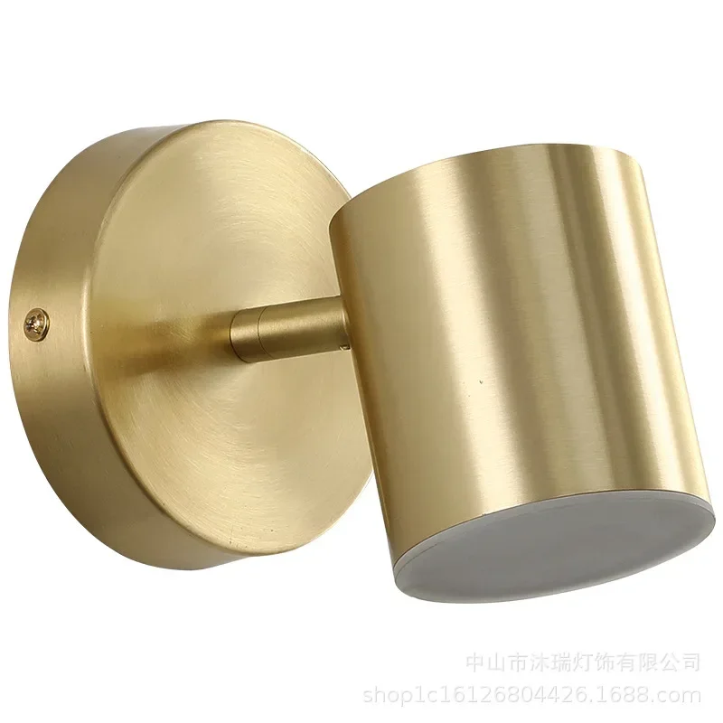 Room Bedroom Bedside Wall Lamp Postmodern Simplicity Can Rotate Light Luxury Gold Mirror Headlight Aisle Wall Light