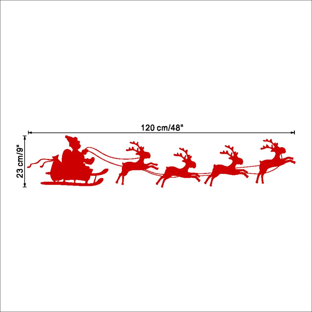 

Four Reindeers Santa Claus Christmas Wall Sticker Removable Waterproof for Living Room Bedroom Shop Window Decoration Merry