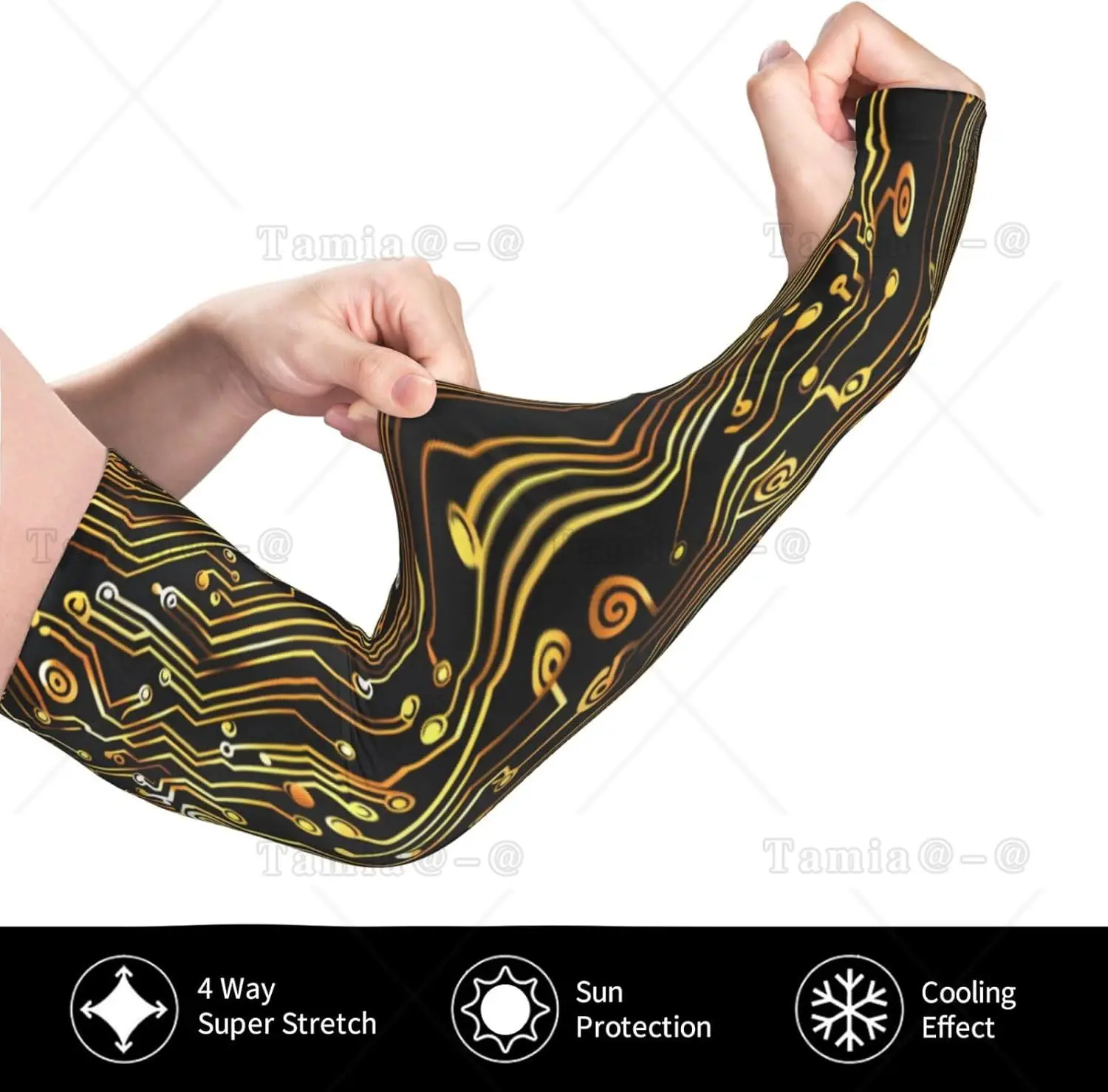 Circuit Board  Premium Cooling UV Protection Arm Sleeves  Breathable Ice Silk Fabric with Anti-Slip Design for Outdoor Sports