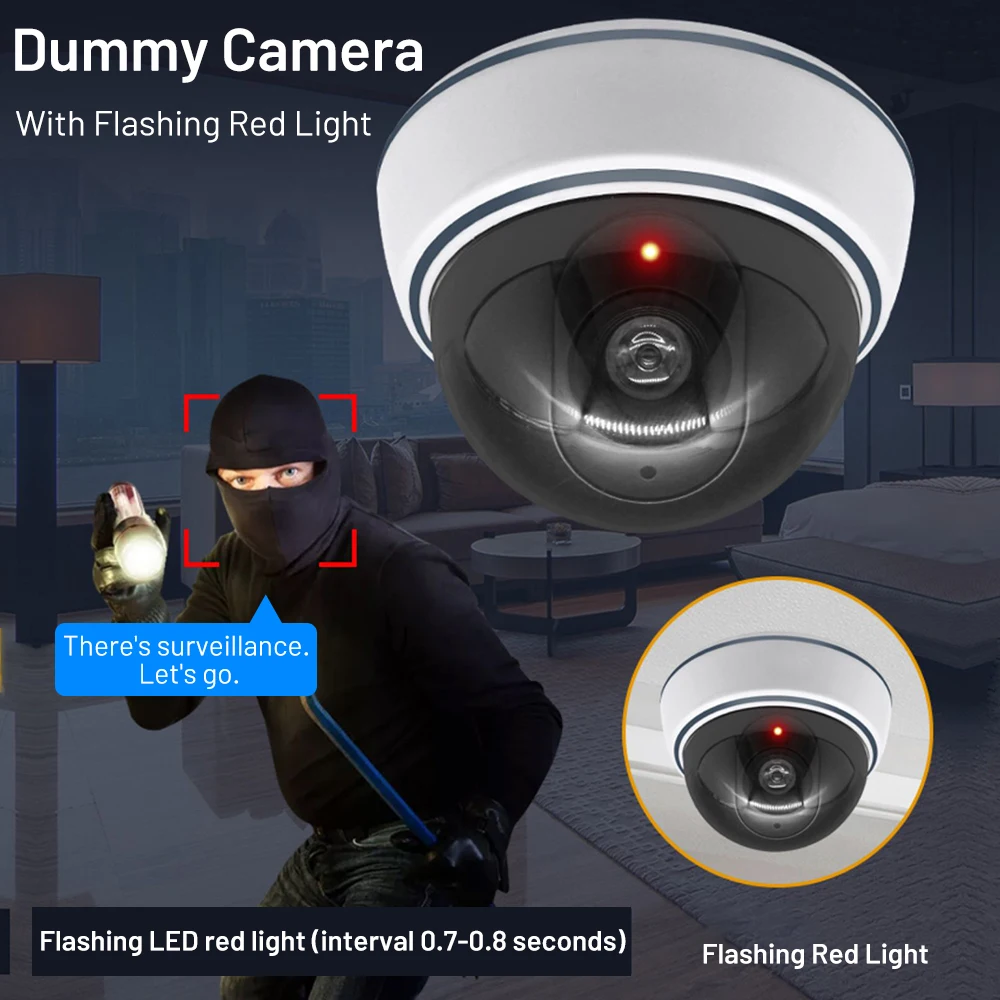 Home Security Dummy Camera Fake Dome CCTV Camera Video Surveillance Protection Camera Indoor with Blinking Red LED Indicator