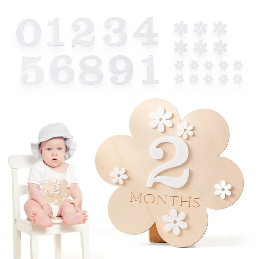 

Calendar Newborn Growth Commemorative Card Wooden Photo Props Baby Milestones Card 1-12 Month Handmade