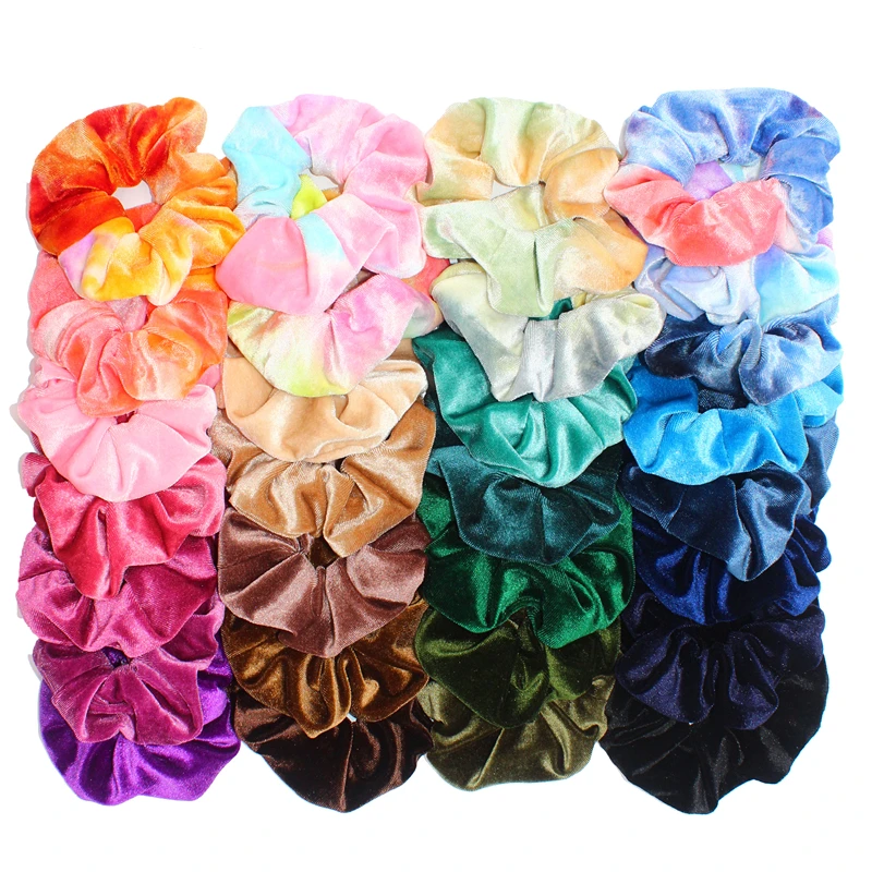 6pcs/lot Hair Scrunchies Accessories Elastic Band Holder Headwear Ties Tie Dye Color Leopard Velvet Neon Women Girls Scrunchy