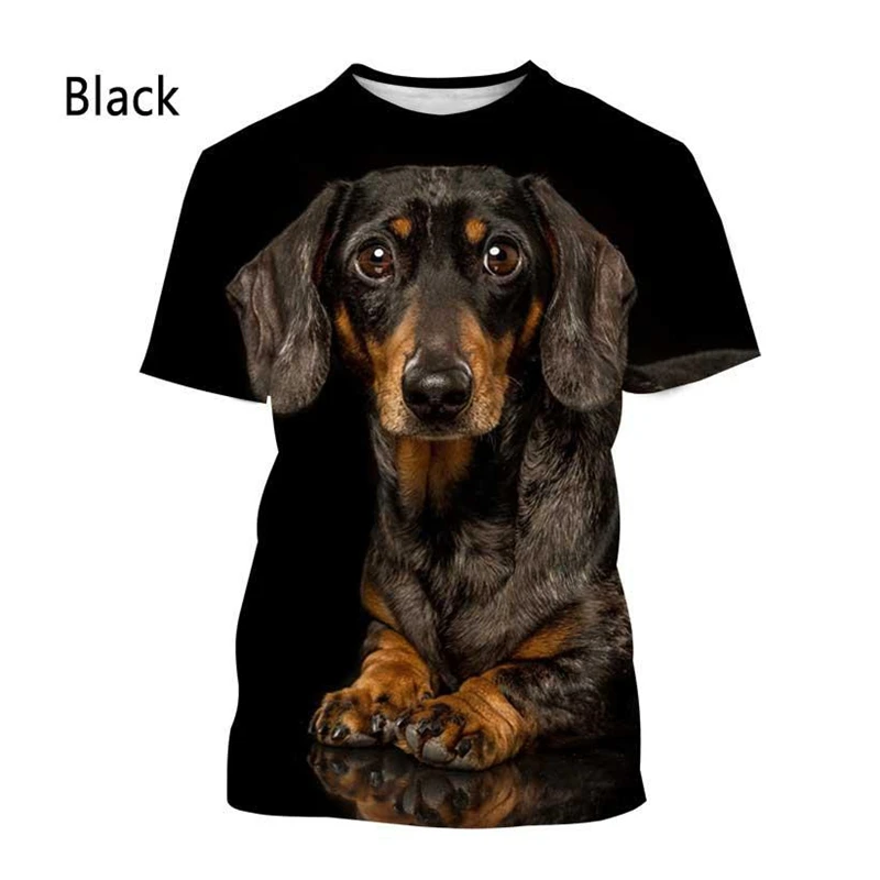 Dachshund 3D Printed T-Shirt Men Women Summer Funny Dog Graphic T Shirts Casual Harajuku Style Kids O-neck Tee Tops Y2k Clothing