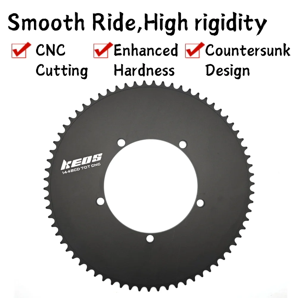 KEOS 144BCD Fixed Gear/Track Bike Chainring 1/8" Single Speed chains CNC Black&Silver chain Wheel 44/46/48/50/52/54/56/58/60/70T view 6