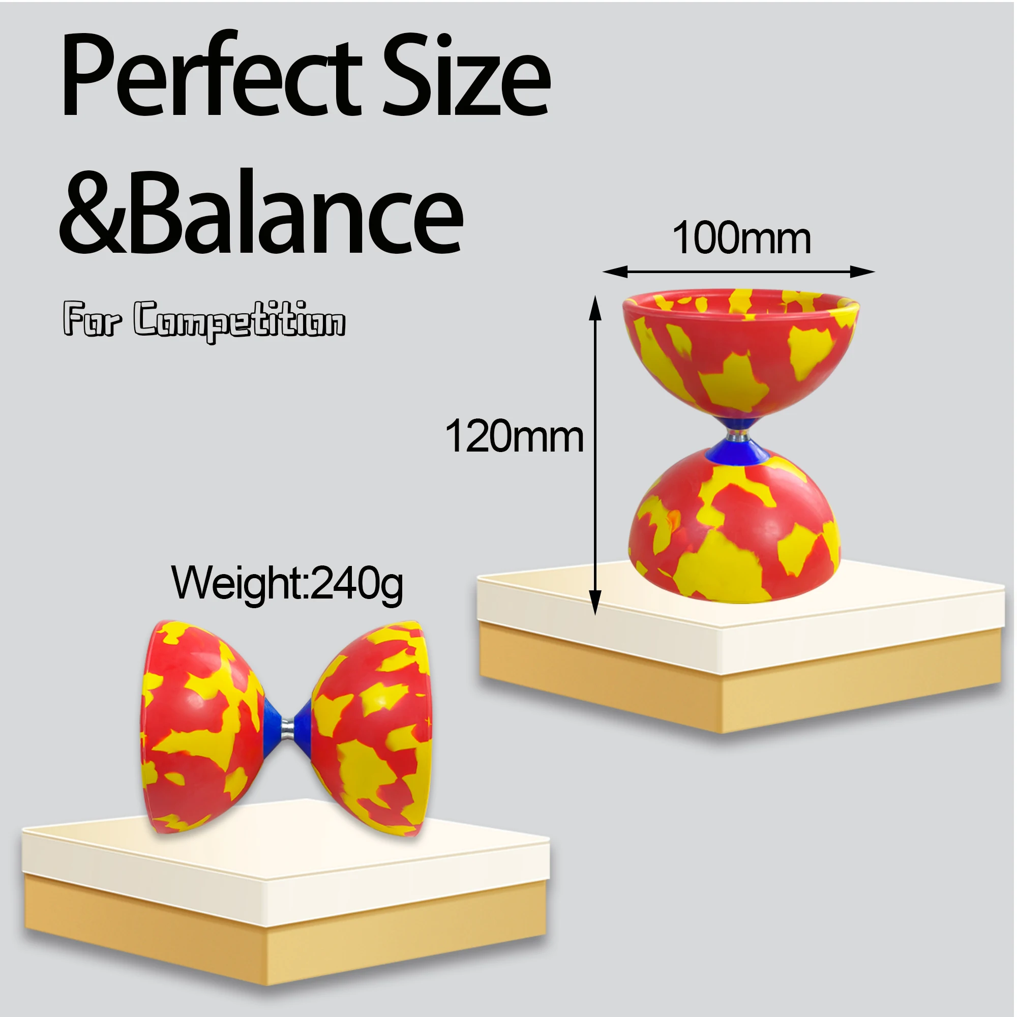 중형 저글링 액슬 디아볼로 고무 마술 요요 게임 (유리섬유 핸드스틱 포함)(1개)