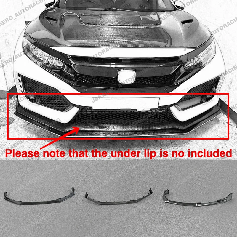 

For Honda Civic Hatch FK8 OE Front Bumper Diffuser Spoiler Wing Lip Carbon Fiber car BodyKits