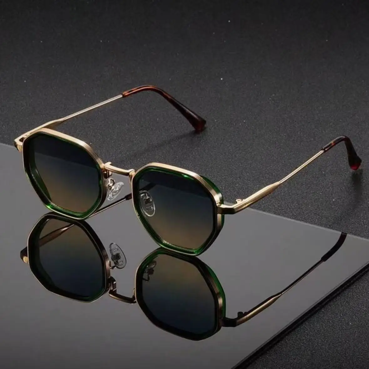 New Fashion Unisex Metal Geometric Sunglasses, Retro Personalized Trendy Street Style UV Protection Sunglasses 222