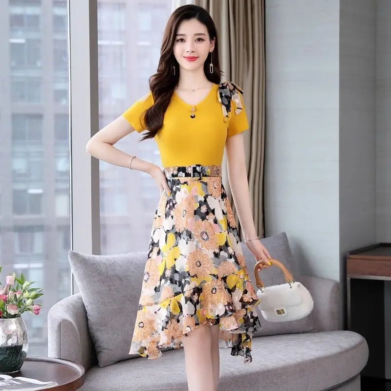 Robe florale en mousseline de soie, nouveau Style d'été, robe cintrée à la mode pour femmes, avec une fée comme un tempérament, 2025