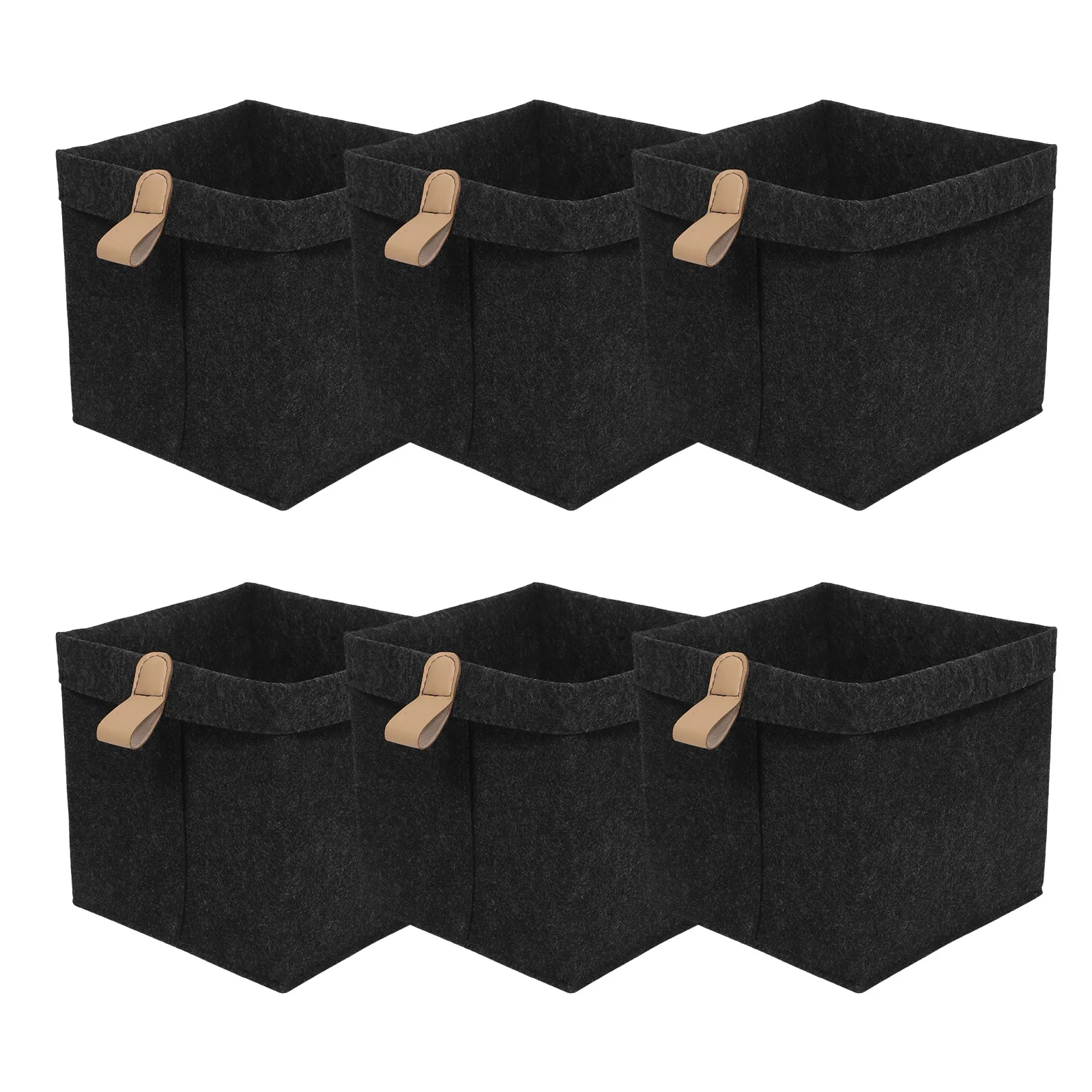 

6Pcs Felt Storage Baskets Foldable Collapsible Organizer Dark Grey for Closet Nursery Laundry Clothes Storage Bin Cubes with