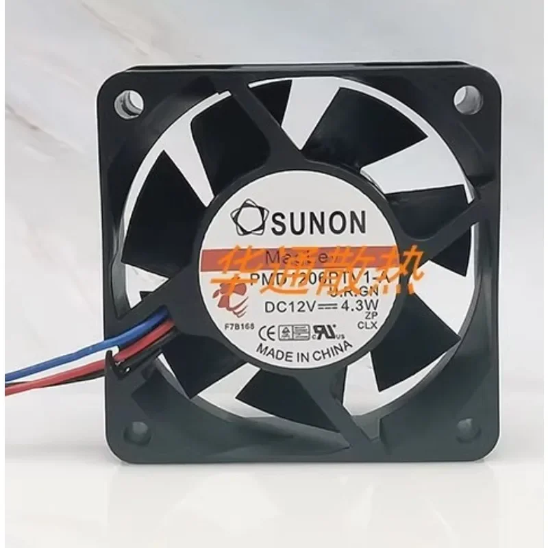 New Cooler Fan For SUNON PMD1206PTV1-A 12V 4.3W 6CM 6025 3-wire Dual Ball High Air Volume 60*60*25mm