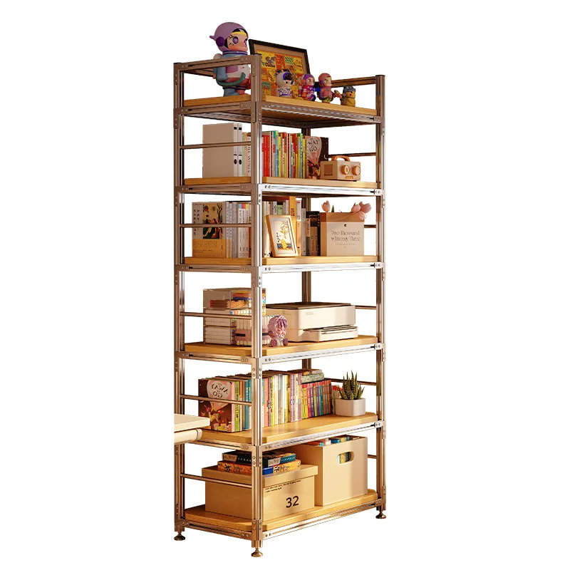Aluminum profile floor-to-ceiling storage multi-layer storage shelf, simple bookcase for students against the wall