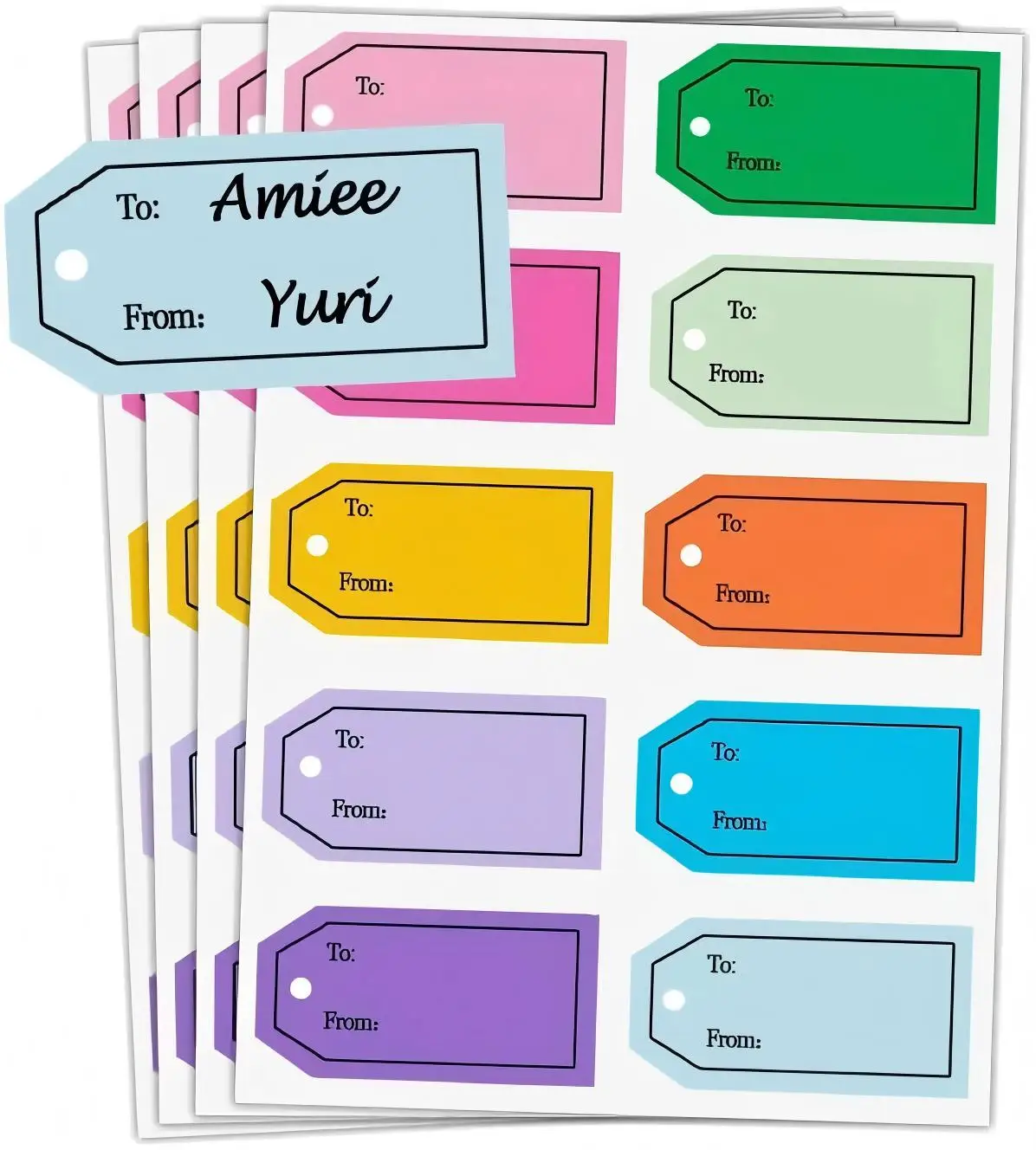 

10 Colors To And From Gift Tag Stickers 500 Pcs 2.5x1.2 Inch For Christmas Holiday Party Gift Wrapping