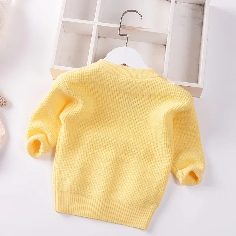 Autumn 2024 Girl Cardigan Sweater Lolita Style Children Knitwear Jacket Baby Top Kids Coat Toddler Sweet Solid Bow Clothes 1T-5T