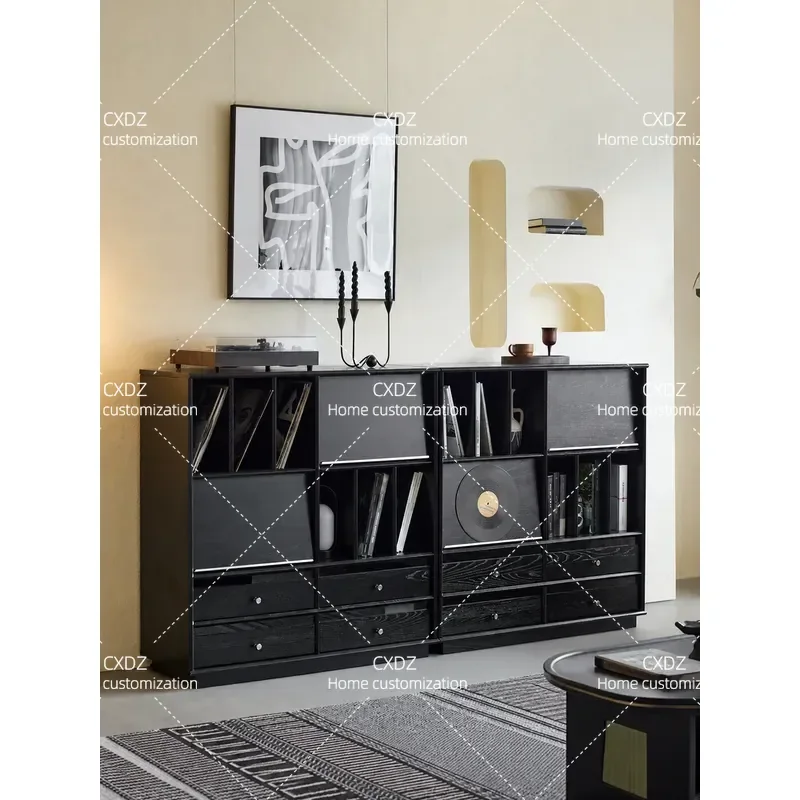 Empty Valley Combination Half Wall Bookcase Locker Integrated Solid Wood Floor Combination Cabinet Living Room Wall Display