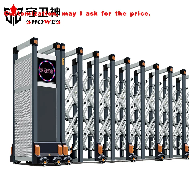 

custom.Modern Retractable Gate Aluminium Manual Remote Control Telescopic Sliding Gate Schools Industrial Park