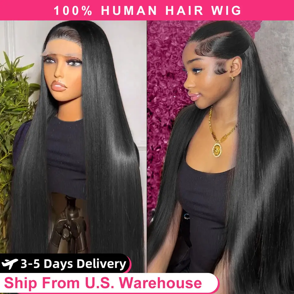 30 inch 13x6 Hd Lace Frontal Wig Straight Lace Front Wig Human Hair 180% Density Brazilian Straight Human Hair Wigs for Women