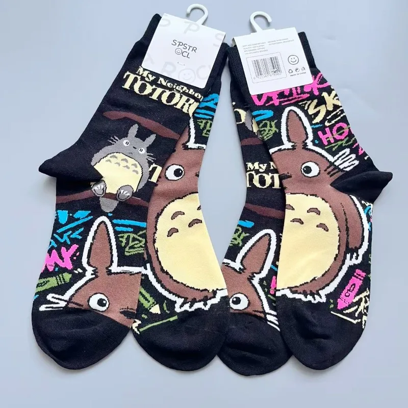 1PCS My Neighbor Totoro Cute Cartoon Printed Mid Calf Socks Soft Breathable Fashion Casual Mid Tube Hosiery for Daily Wear