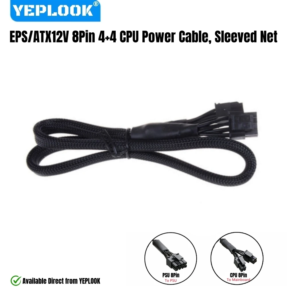 

YEPLOOK CPU Power Cable Sleeved Net, EPS/ATX12V 8Pin 4+4 for Corsair HX1200, HX1050, HX1000, HX850, HX750, HX650 Modular Powers