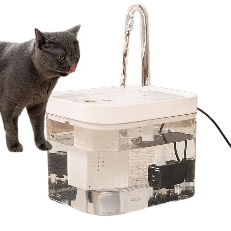 Pet Water Fountain Large Capacity Silent Recirculating Water Flow Transparent Cat Fountain For Cats And Dog Multiple Pet Product