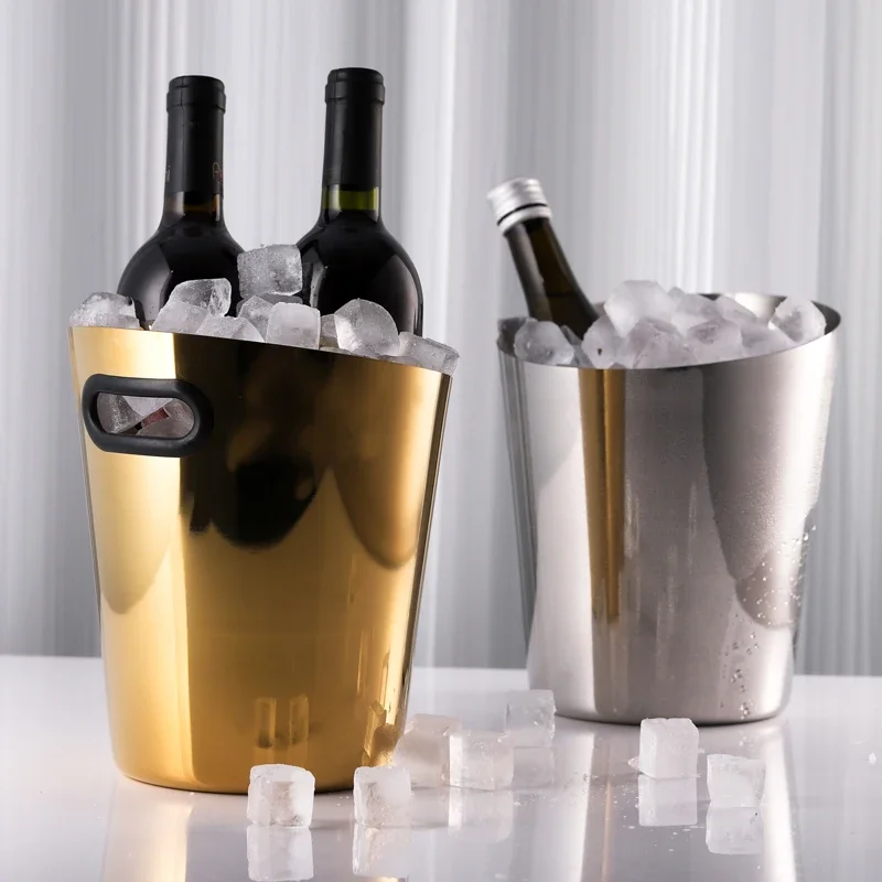 

New diagonal stainless steel ice bucket European champagne barrel bar KTV ice cube barrel home beer barrel decorative ornaments