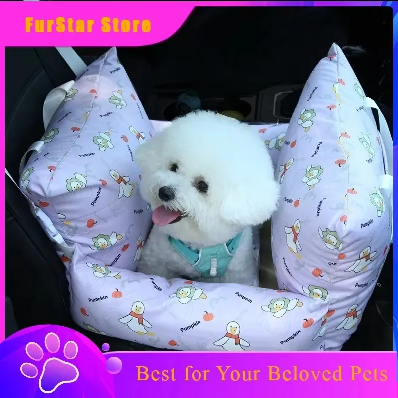 FurStarLittle Snowman Pattern Dog Car Seats Washable Travel Pet Car Bed For Small Dogs Cats Portable Safety Seat Cushion
