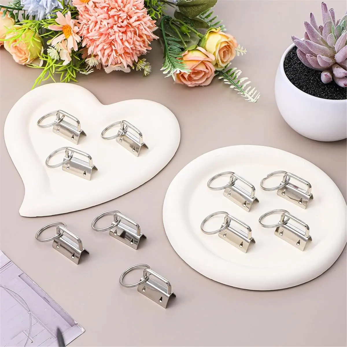 

150 упаковок брелоков для ключей, 1 дюйм, оптом, серебряный брелок для ключей с кольцом для ключей, брелок для ключей