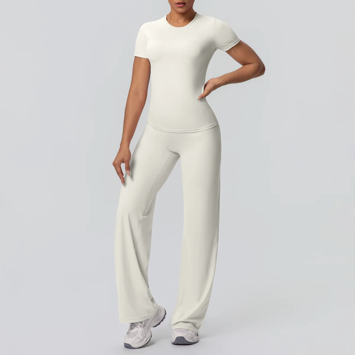 

2PCS Women's Set Professional Fitness T-shirt Shockproof Running Leggings Outdoor Recreation Yoga Suit Clothing Top Sports Suits