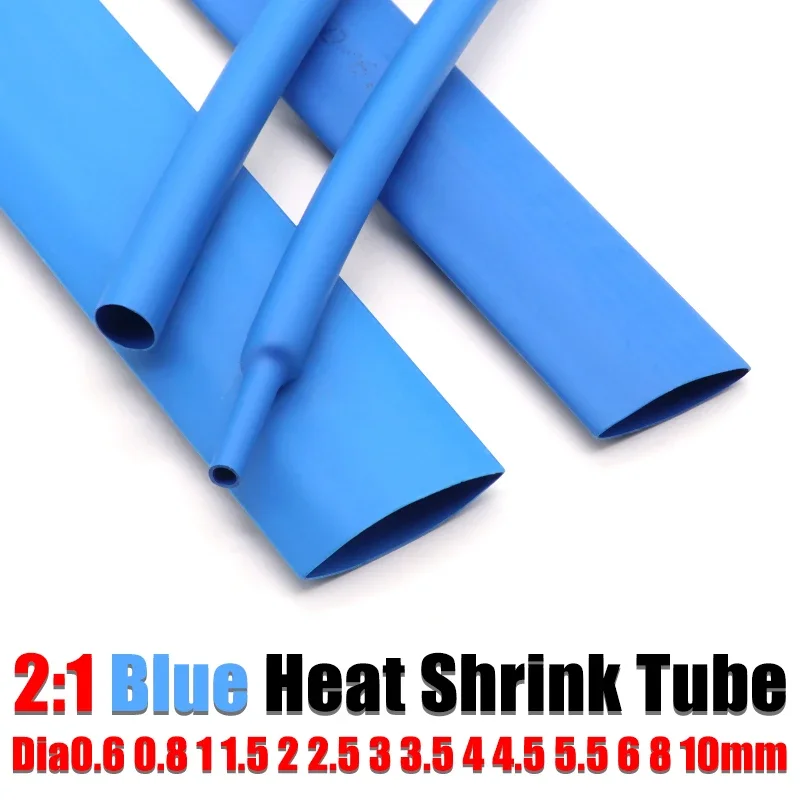 

1Meter Blue Dia 0.6 0.8 1 1.5 2 2.5 3 3.5 4 4.5 5.5 6 8 10 mm PE Heat Shrink Tubeing 2:1 Shrink Ratio Insulated Wire Shrink wrap