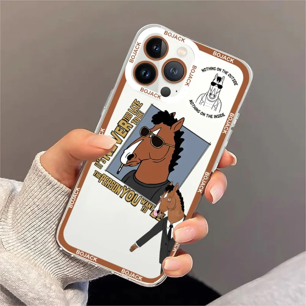 B-BoJacks cartoon H-Horsemans Phone Case For iPhone 11 12 Mini 13 14 15 Pro Max Transparent Shell