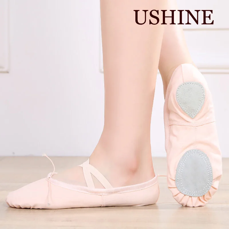 

USHINE Professional Red Leather Pink White Black Head Soft Canvas Ballet Dance Shoes For Kids Woman Children