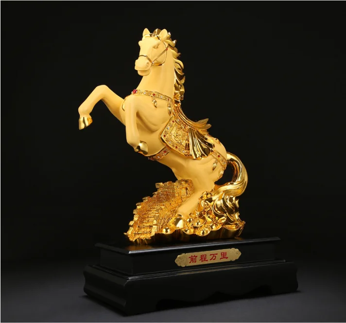 Chinese Style Horse Shape Artwork Lucky Resin Home Decoration Ornaments Desk Study Crafts Decorations Gifts