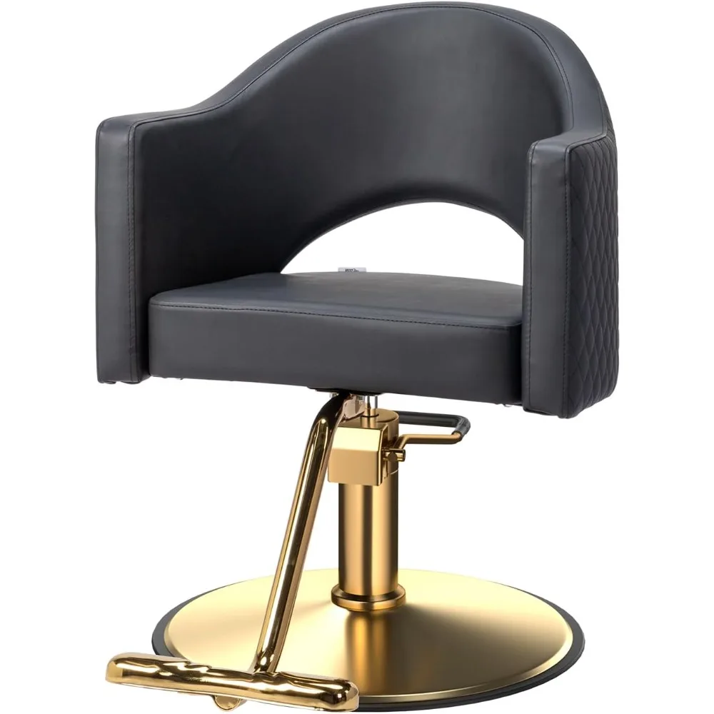 Barber Chairs for Barbershop Gold Black Styling Chair, Salon Chair for Hair Stylist, Heavy Duty Hydraulic Pump