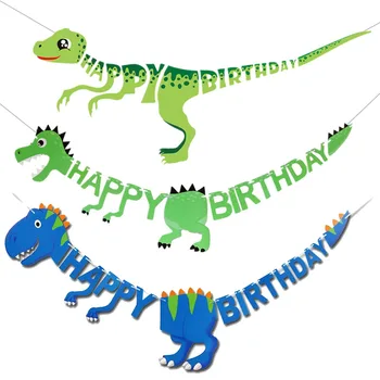 Dinozaur Happy Birthday Garland Banner Roar Dino Party Balloons Jungle Animal Safari 1st Kids Birthday Party Decoration Supplies