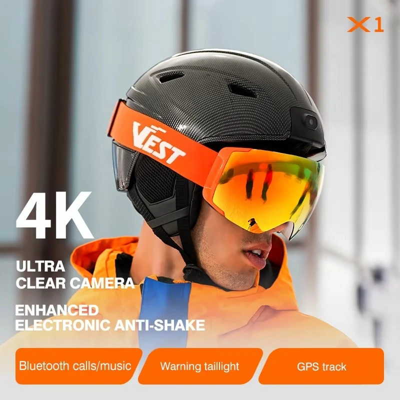 Smart Helmet Safe Warm Smart Ce Certified Adjustable Skiing Helmet Hood Ski Visor Ski Helmet with Goggles Xl