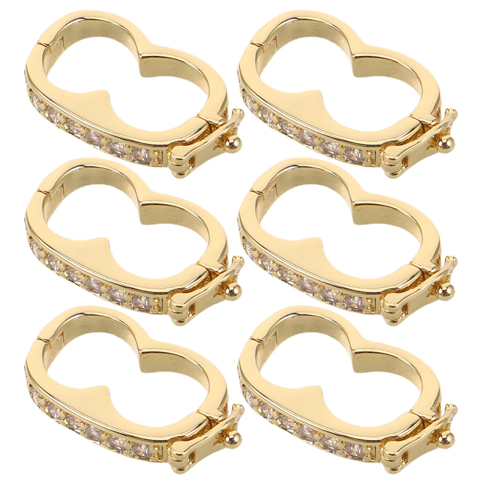 6Pcs Jewelry Clasps Rhinestone Metal Charms Necklace Chain Shortener Enhancer Replacement Bail Clasp Secure Bracelet Fastener