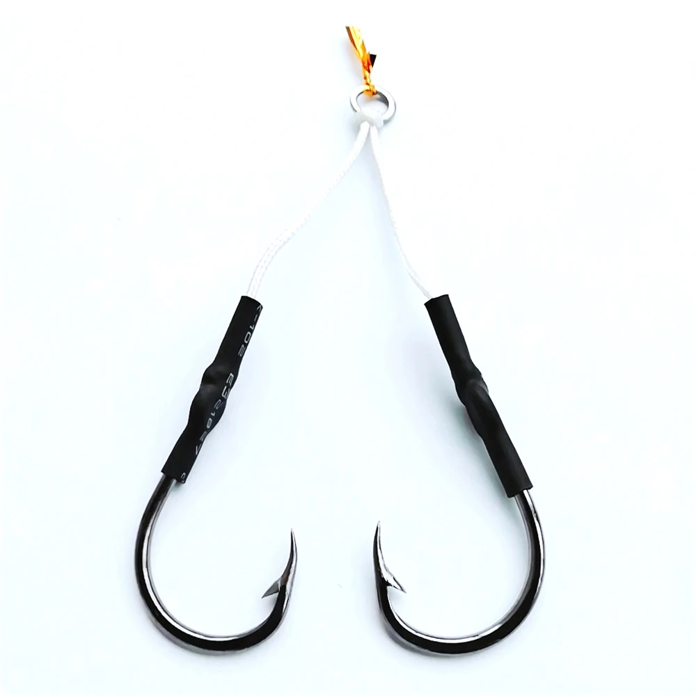 

Крючок для рыбалки, двойные крючки из нержавеющей стали с плетеной леской, сплошное кольцо, аксессуары для рыболовных снастей, рыболовные крючки для морской воды