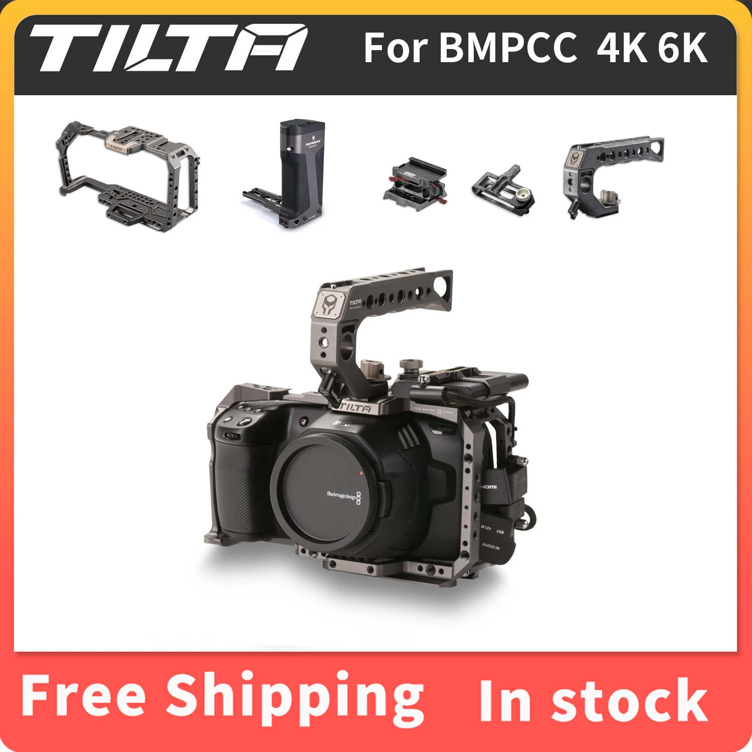 

TILTA TA-T01 Camera Cage Basic Kit Tilta Gray Black For BMPCC 4K 6K / Follow Focus Systems / Battery Plates