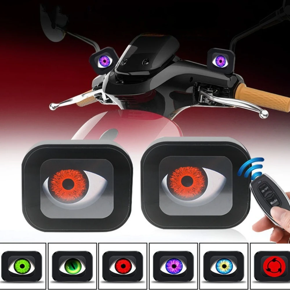 LED Dynamic Devil Eye Lights Motorcycle Decorative Light 6 Modes 12-36V Rearview Mirror Demon Eye Motorbike Retrofit Kits