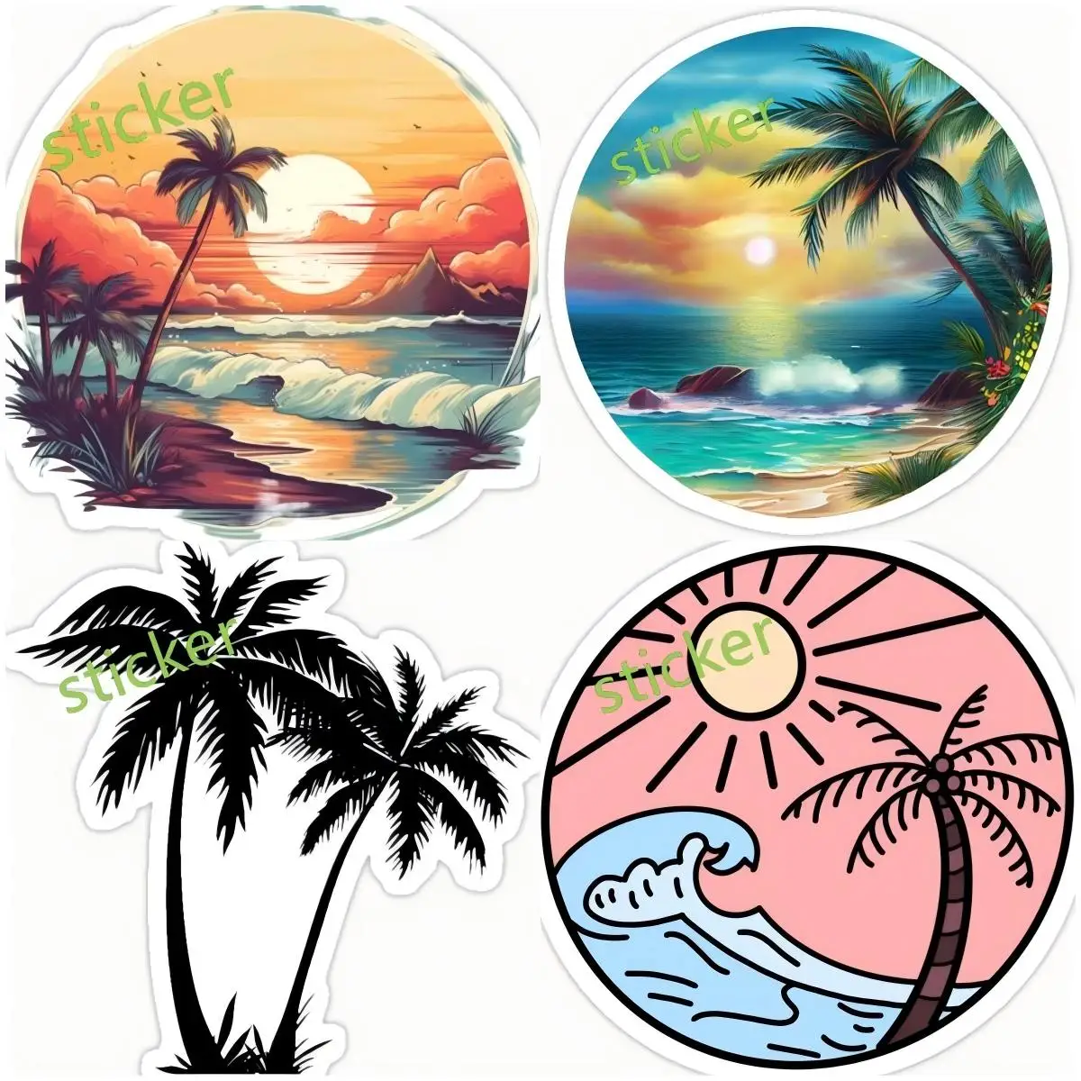 

summer Beach Palm Tree decal Interior Decoration Stickers Assecories Vehicles Anime Girl Marine Tv Water Bottle Automo