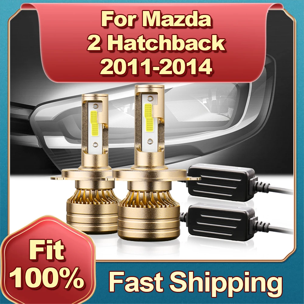 

2Pcs LED Bulb H4 Headlights CANBUS 30000LM 6000K White Car Light For Mazda 2 Hatchback 2011 2012 2013 2014