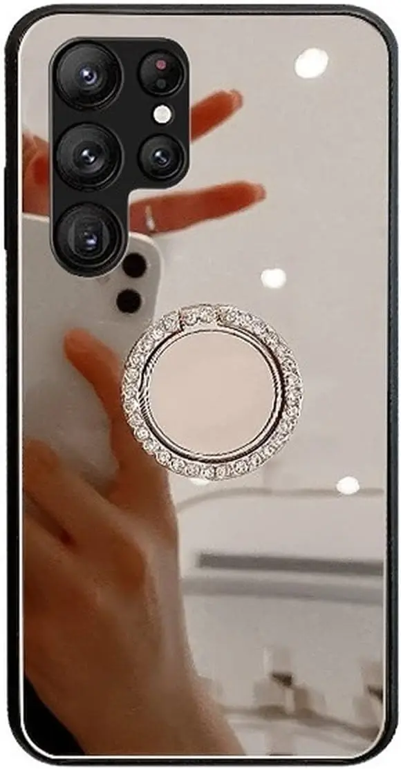 

Чехол для Samsung Galaxy серии S23/S22, Алмазный блестящий чехол с зеркалом для макияжа, милый женский защитный чехол для девушек