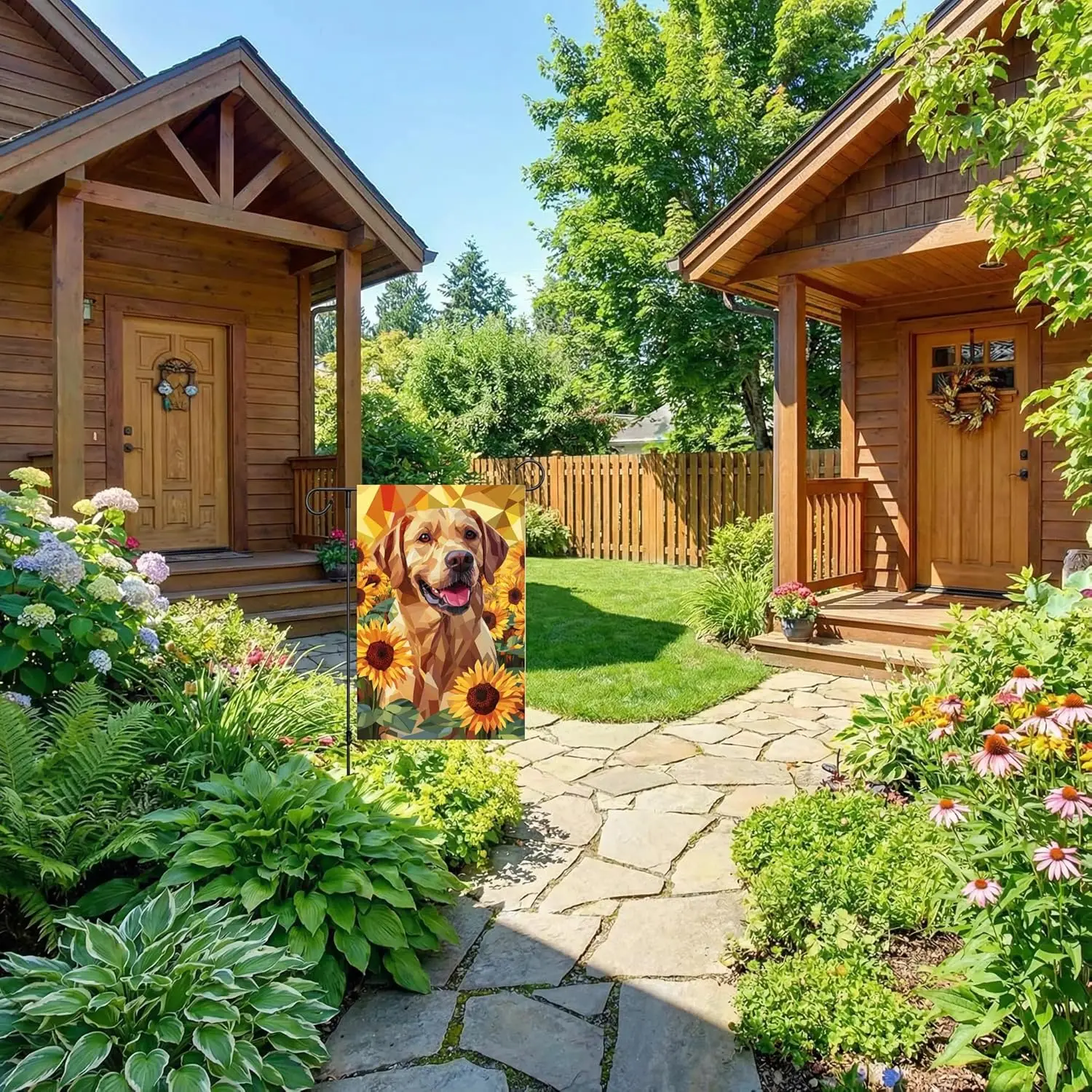 Labrador Retriever Garden Flag Summer Flag Spring Autumn Welcome Yard Flag Dog Flags Sunflower Flags for Outside 12x18 Doubl ZZM