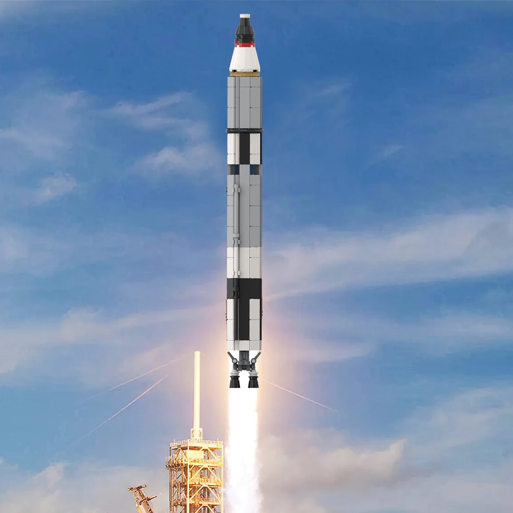 

MOC Gemini Titan Bocket Saturn V масштабные кирпичи комплект военный космический запуск автомобиль Вселенная аэрокосмический строительный блок игрушки подарок