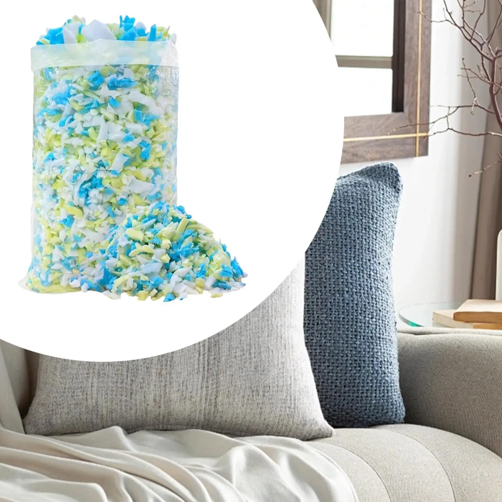 

Shredded Memory Foam Filling Multicolor and Irregular Pillow Refill for Dog Beds Lounger Couch Stuffed Animals Chair Cushion