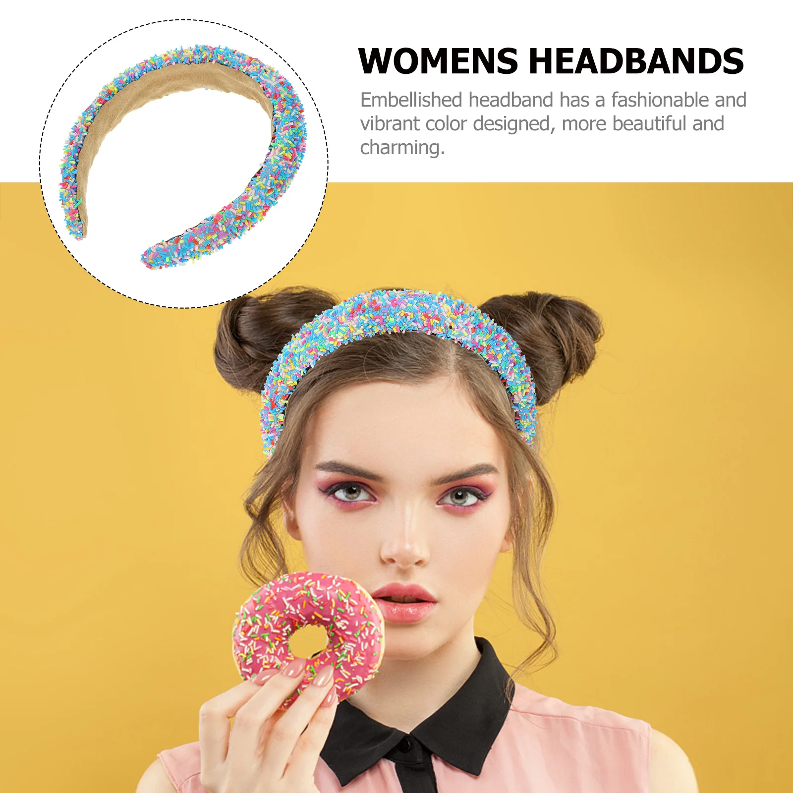 

Wide Embellished Headband Vibrant Fashion Statement Hairband for Women Teens Hair Styling Party Accessory Headband for Women