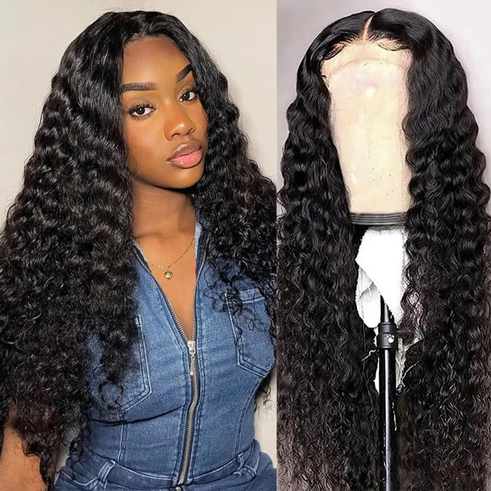 Deep Wave Frontal Wig 13x6 HD Lace  Frontal Wig 13X4 30 32 34 36 Inch  Deep Curly Lace Front Wig Human Hair Lace Frontal Wig